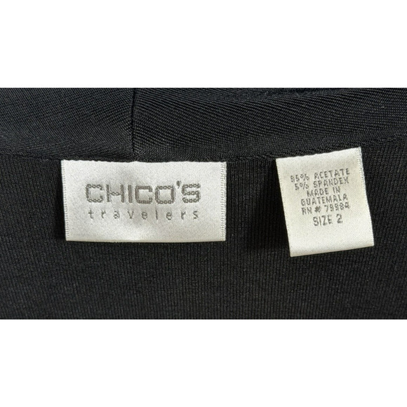 Chicos Travelers Open Front Slinky Knit Cardigan Sweater Size 2/Large Black - Picture 7 of 8